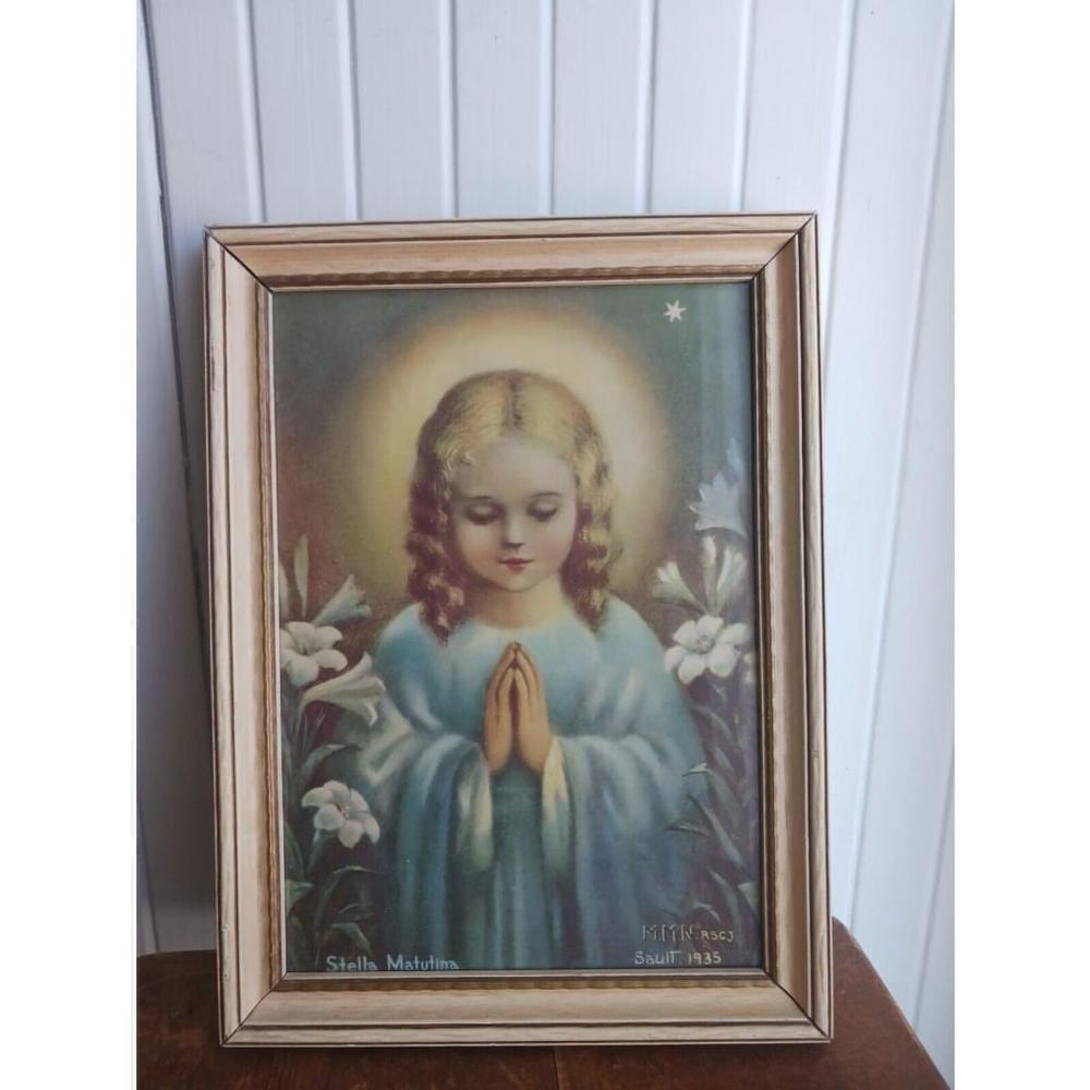 1935 Stella Matutina Religious Print Framed Vintage